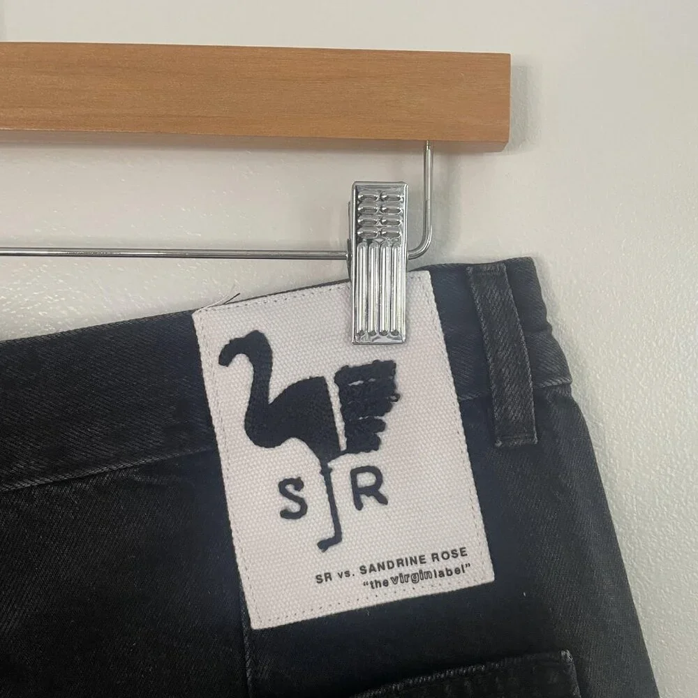 Sandrine Rose Jeans Womens‎ 30 Black Wide Leg Baggy High Rise Distressed Grunge